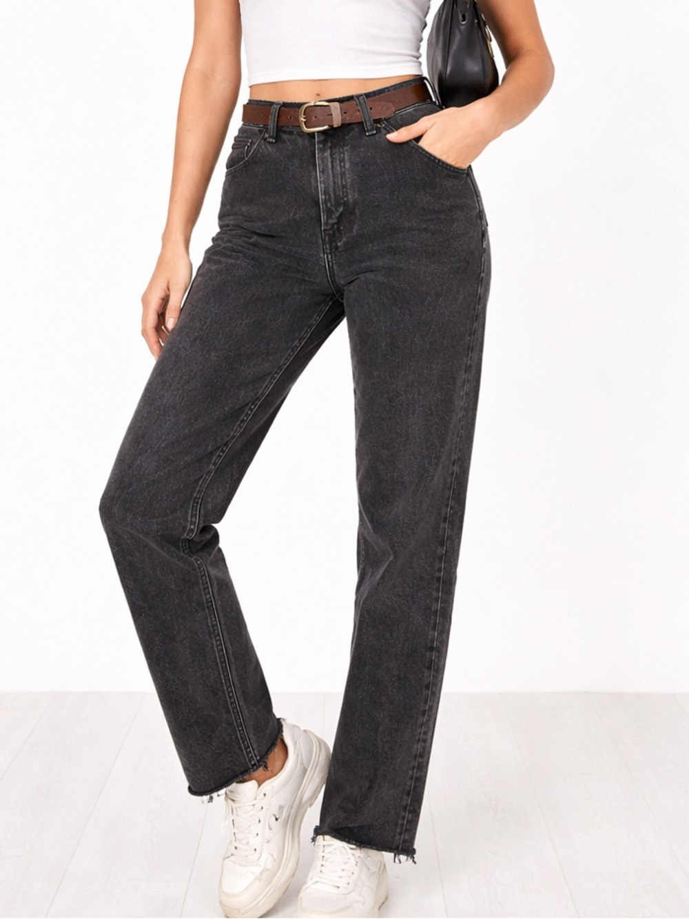 Wrangler Womens Straight Black Washed Jeans - Timeless Everyday Fit - Capsule